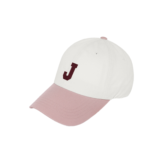 ◆VERUTUM◆ J Initial Two-Tone Ball Cap Cream Black HW-BC224 VPTMRP Women Baseball Cap Color Blocking Cap R Embroidered