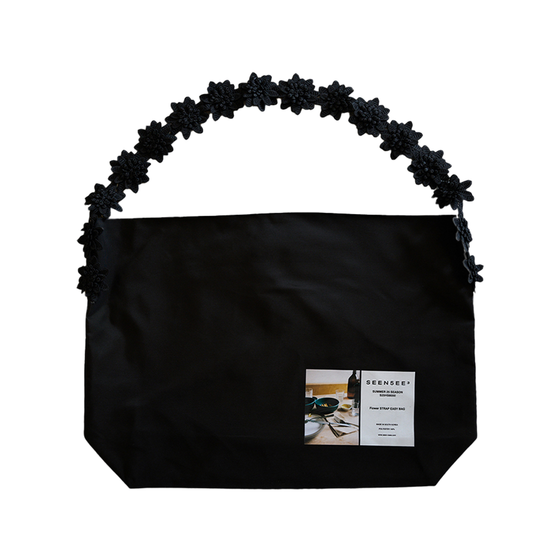 씬 플라워 스트랩 이지 백 블랙(SEEN Flower Strap Easy Bag Black)