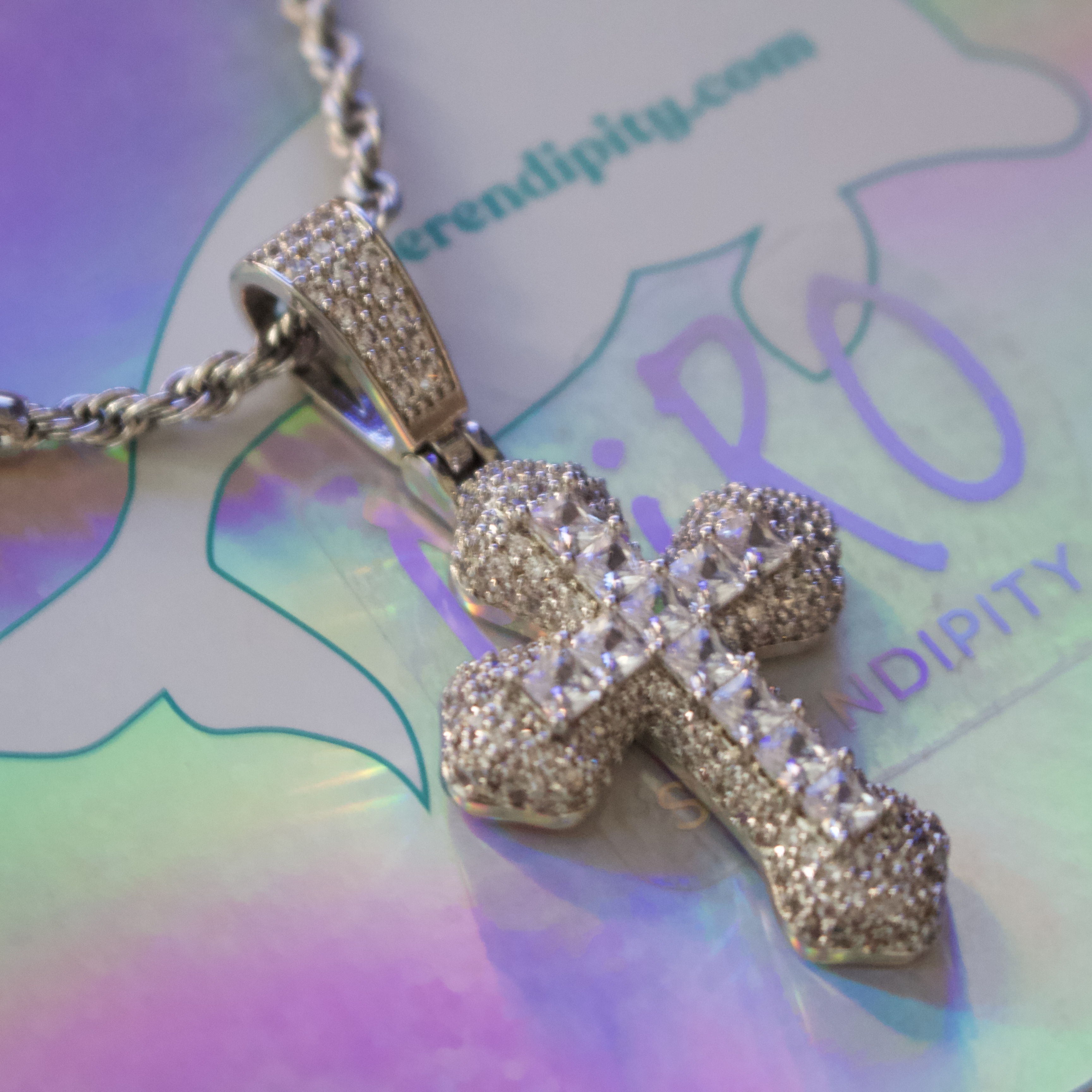 NiRO.SERENDiPiTY Zirconium Cross Rope Chain Necklace #111 착용 스타일 - 2