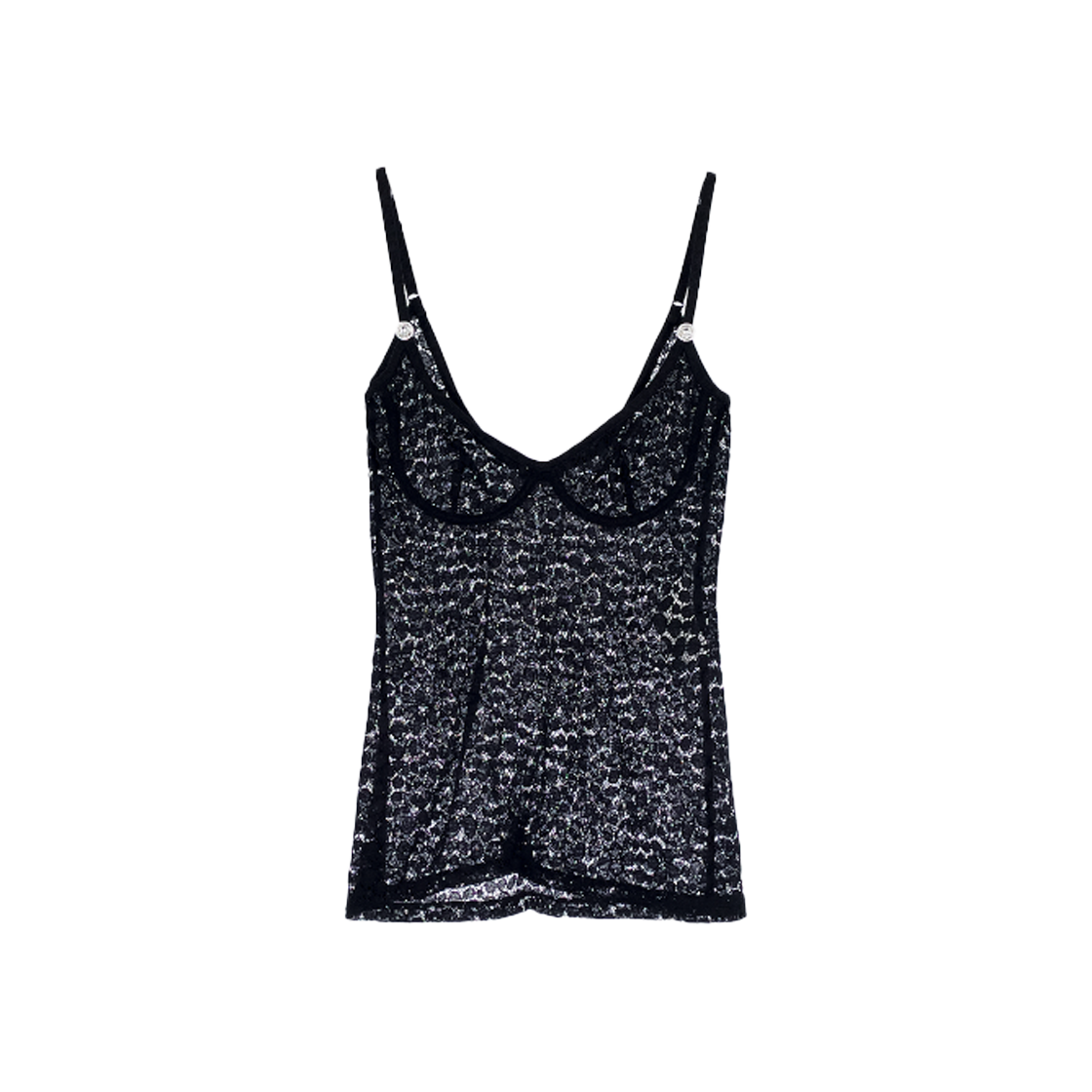 ITQDK8ASQM6V Chanel 21K Sleeveless Lace Top 38 Black