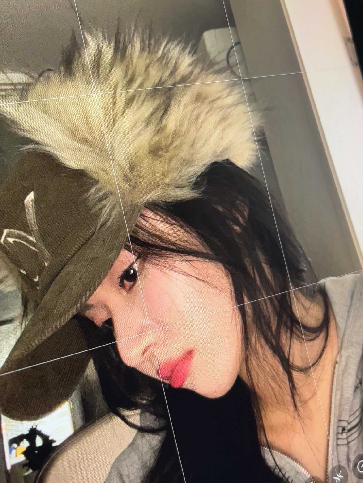 Open Yy Faux Fur Corduroy Earflap Cap Khaki 착용 스타일