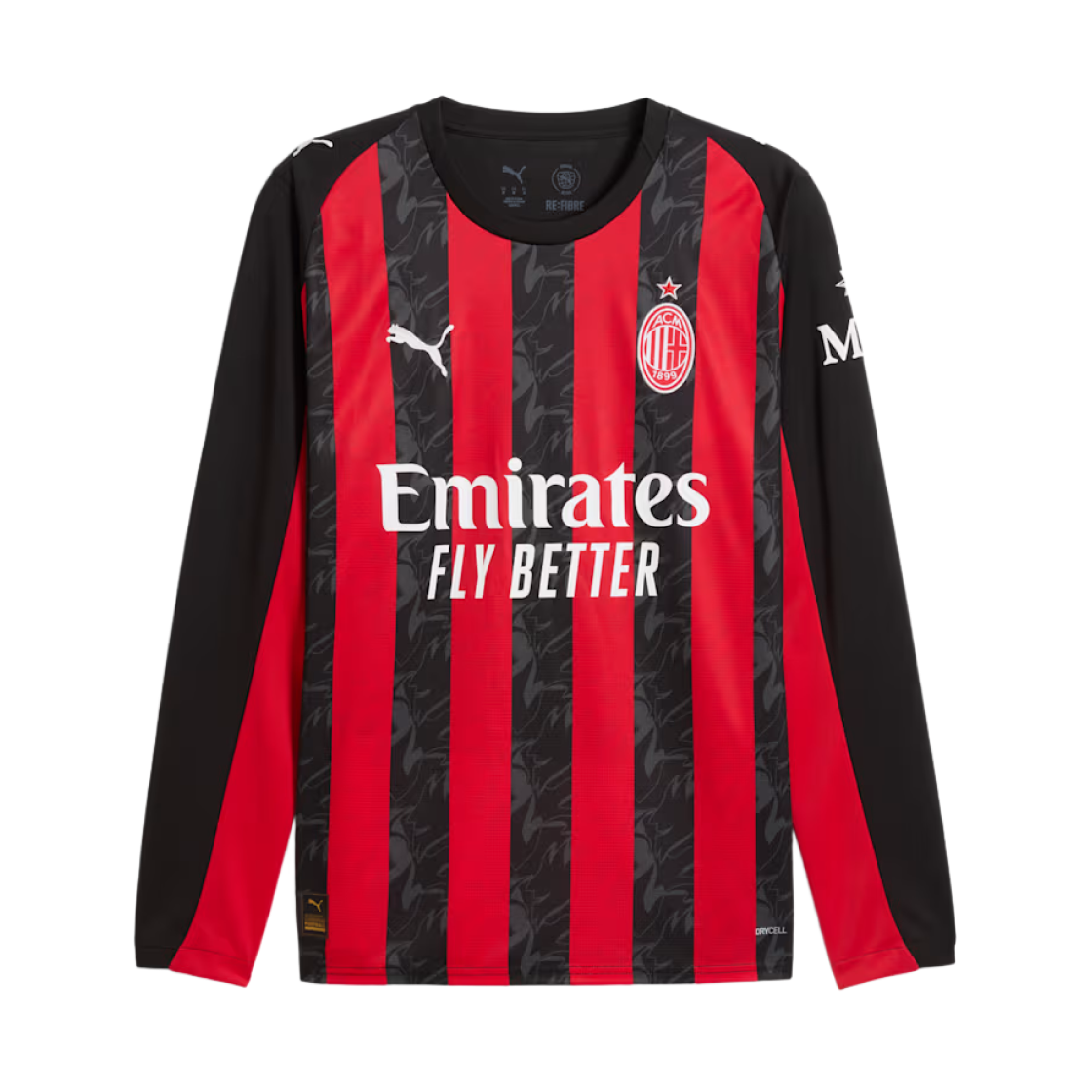 푸마 AC 밀란 2025/26 홈 레플리카 롱슬리브 저지 올 타임 레드 블랙 (논 마킹 버전)(Puma AC Milan 2025/26 Home Replica Long Sleeve Jersey All Time Red Black (Non Marking Ver.))