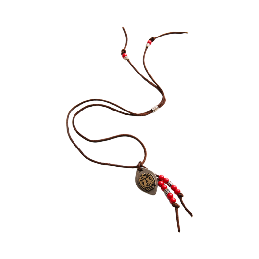 25SMAC072BR Ogarp Eagle Pendant Leather Necklace Brown