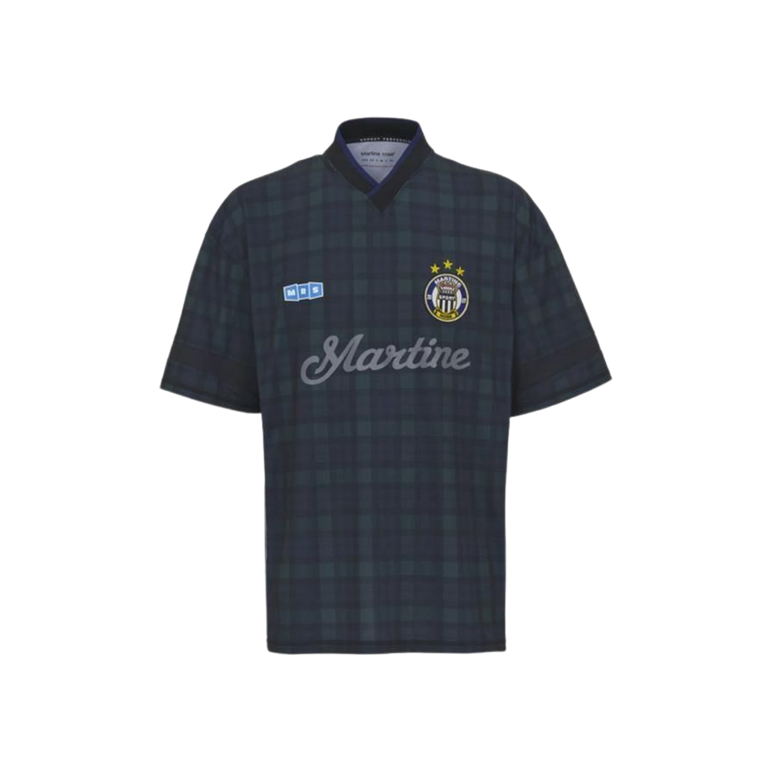 마틴 로즈 풋볼 저지 티셔츠 블랙 타탄(Martine Rose Football Jersey T-Shirt Black Tartan)
