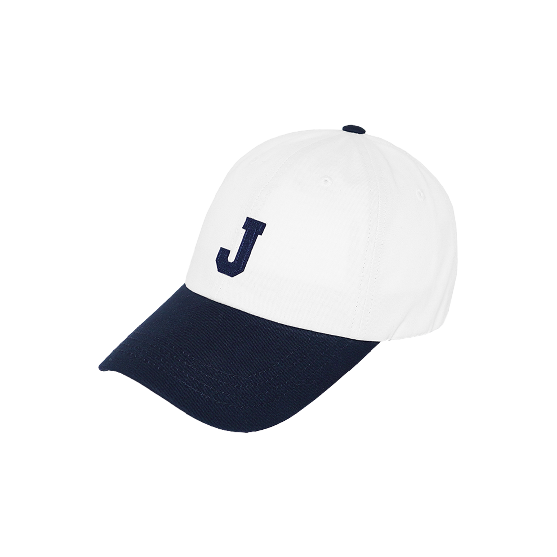 베루툼 J 이니셜 투 톤 캡 화이트 네이비(VERUTUM BC224 J Initial Two Tone Cap White Navy)