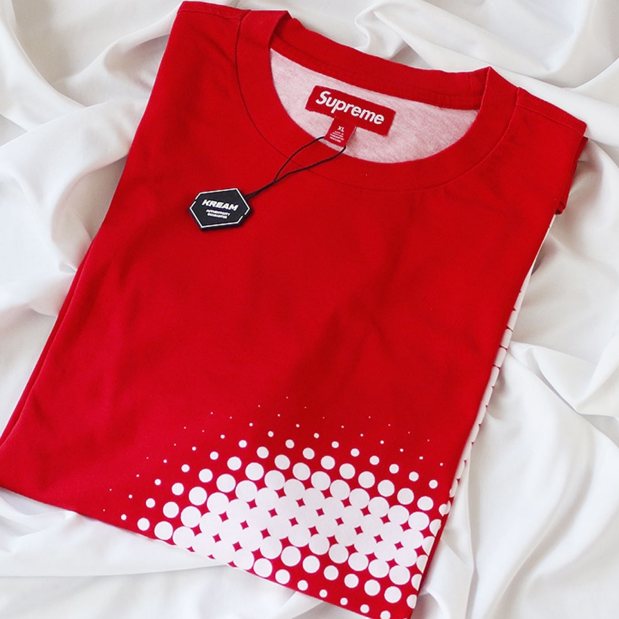 Supreme Halftone S/S Top Red - 24SS 착용 스타일 - 1