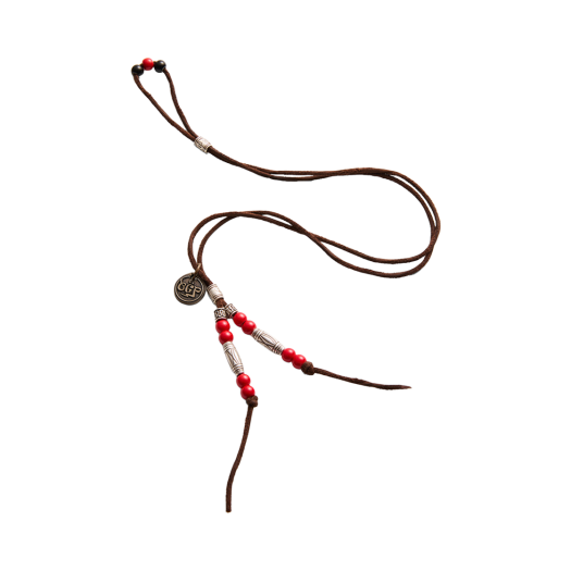 25SMAC073BR Ogarp Mini Pendant Leather Necklace Brown