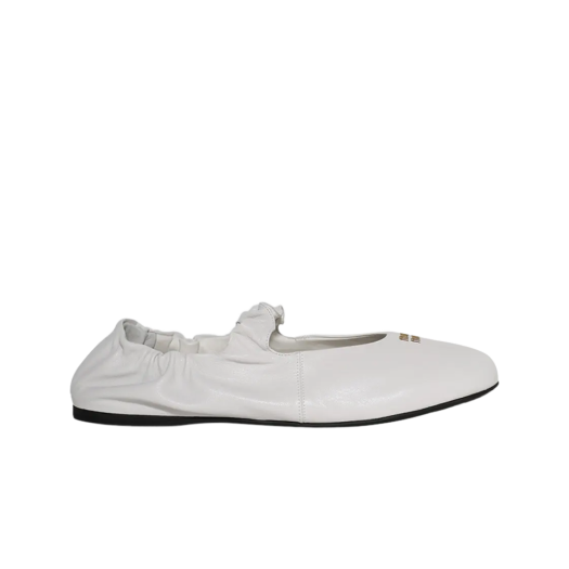 (W) Miu Miu Ruches Nappa Leather Ballerinas White