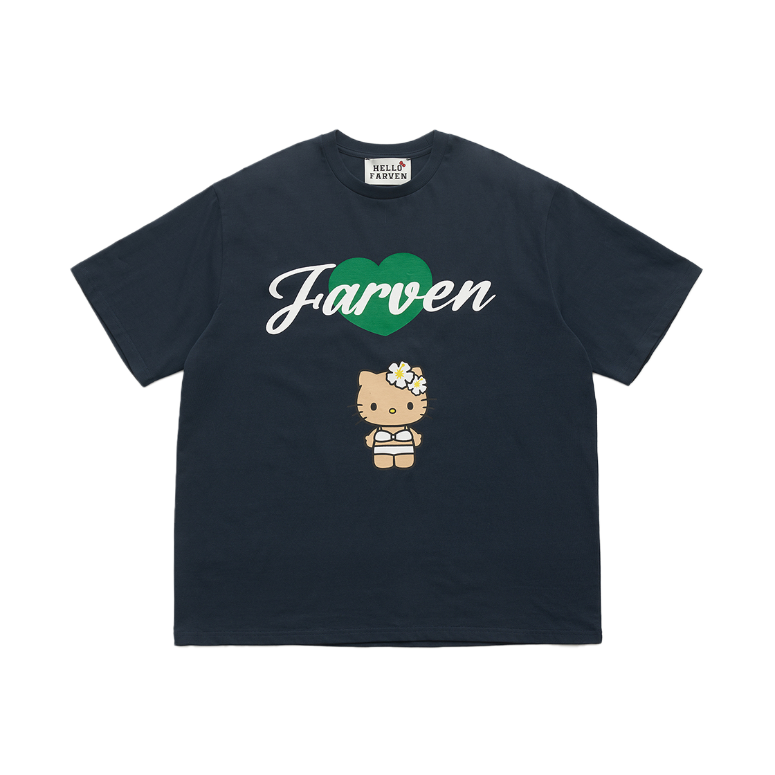파르벵 x 태닝 헬로 키티 비키니 티셔츠 네이비(Farven x Tanning Hello Kitty Bikini T-Shirt_Navy)
