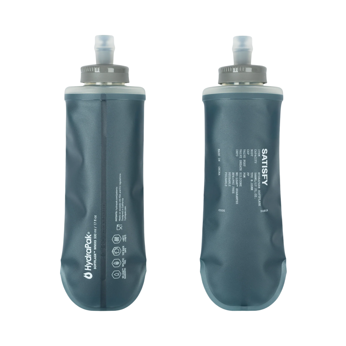 새티스파이 하이드라팩 소프트 플라스크 500ml 다크 슬레이트 (2개입)(Satisfy Hydrapak Soft Flask 500ml Dark Slate (2 Pack))