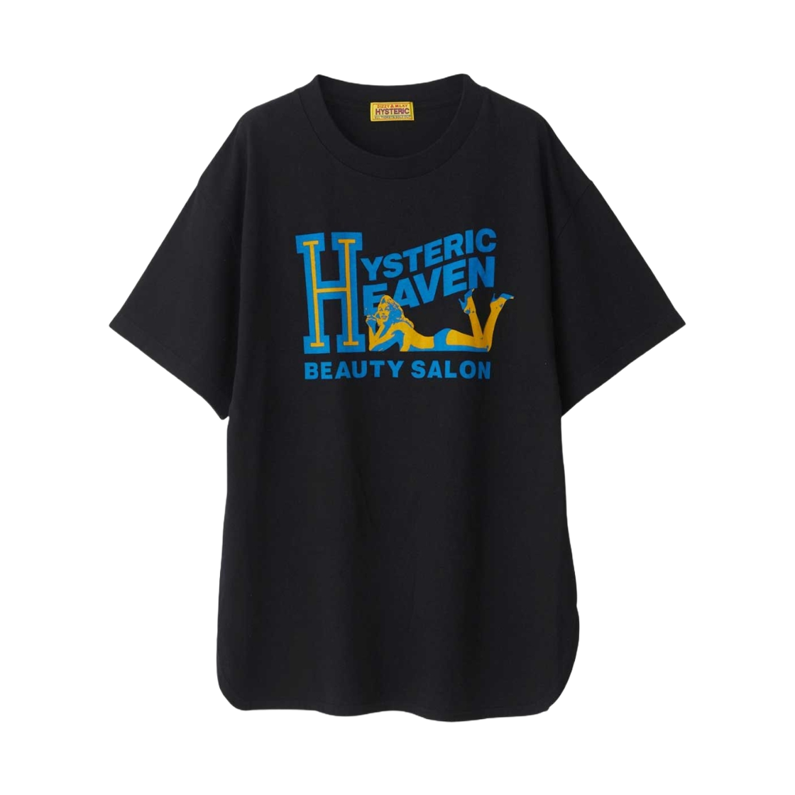 (W) 히스테릭 글래머 H 뷰티 살롱 오버사이즈 티셔츠 블랙((W) Hysteric Glamour H Beauty Salon Oversized T-Shirt Black) - 1