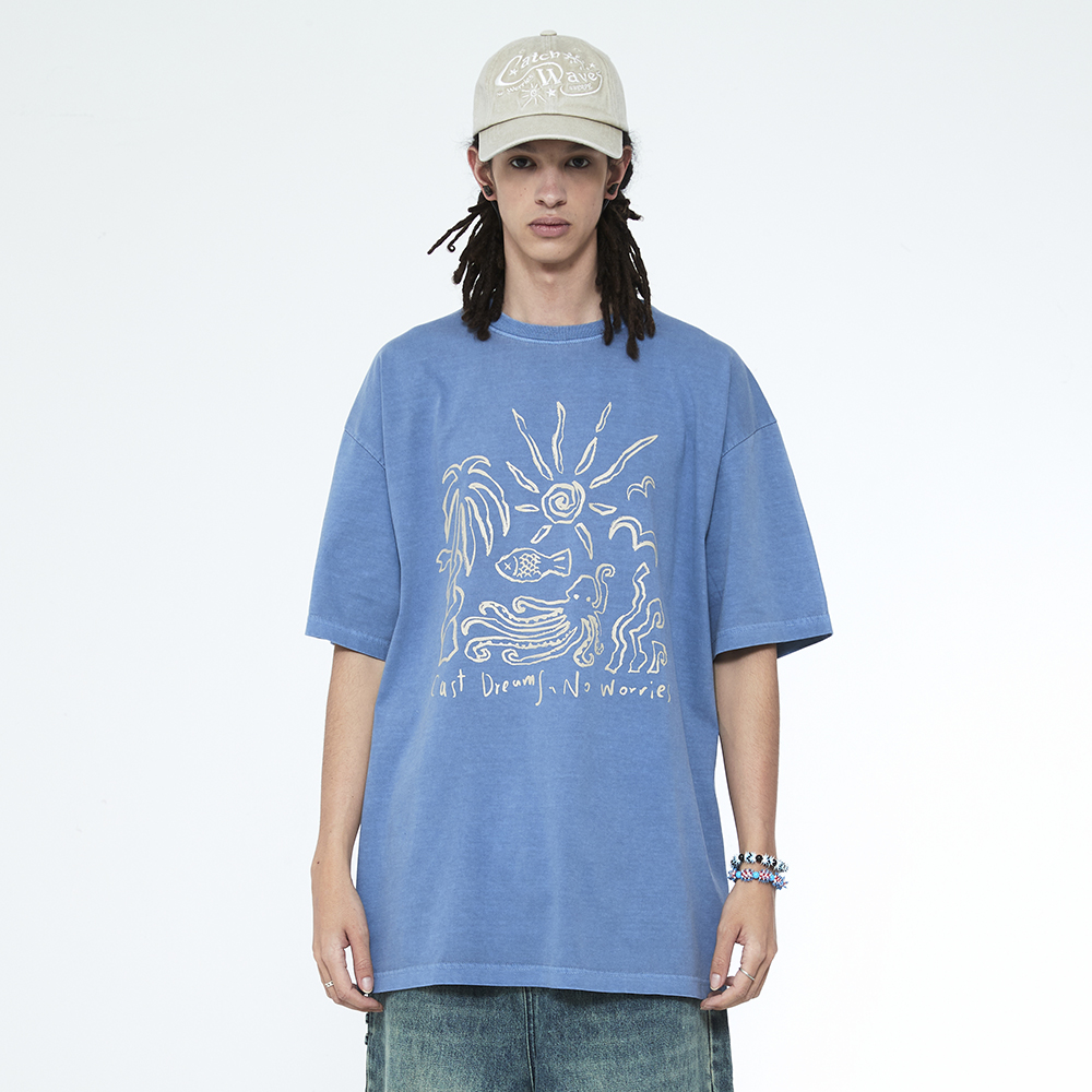 쎄르페 캐스트드림 노워리스 피그먼트 반팔티 라이트블루(SSERPE Cast Dreams No Worries Pigment Half Sleeve T Light Blue) - 4