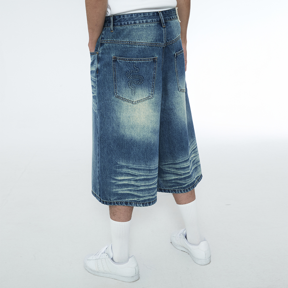 쎄르페 스네이크 버뮤다 데님팬츠 빈티지 블루(SSERPE Snake Bermuda Denim Pants Vintage Blue) - 5