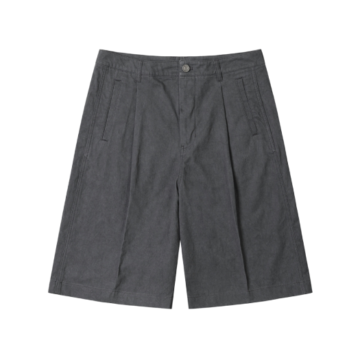 CWPAM25375GYD Customellow Dyed Cotton Bermuda Shorts  Dark Gray