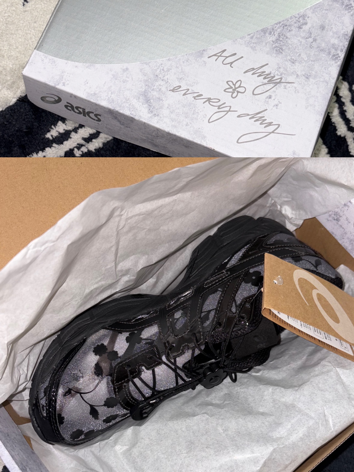 Asics x Cecilie Bahnsen Gel-Cumulus 16 Black 착용 스타일 - 1