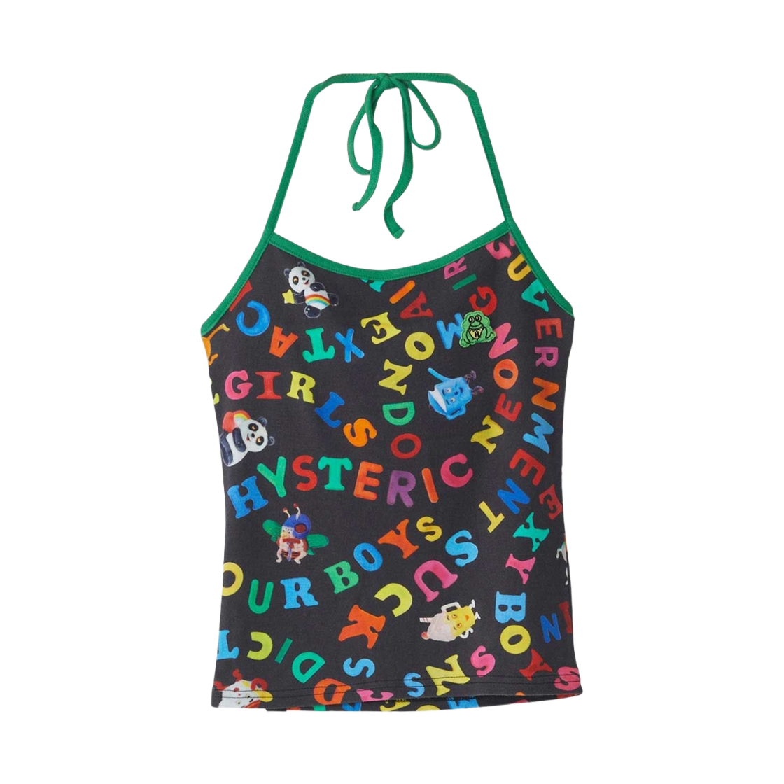 (W) 히스테릭 글래머 SNS 어딕션 패턴 홀터 넥 블랙((W) Hysteric Glamour SNS Addiction Pattern Halter Neck Black) - 1