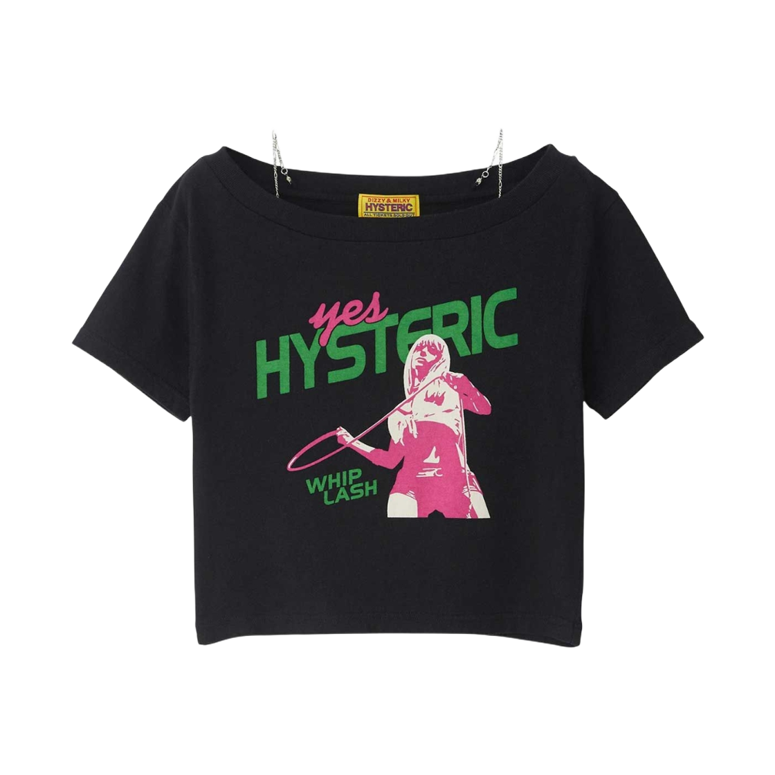 01251CT21 (W) Hysteric Glamour Whip Lash Short Length T-Shirt Black