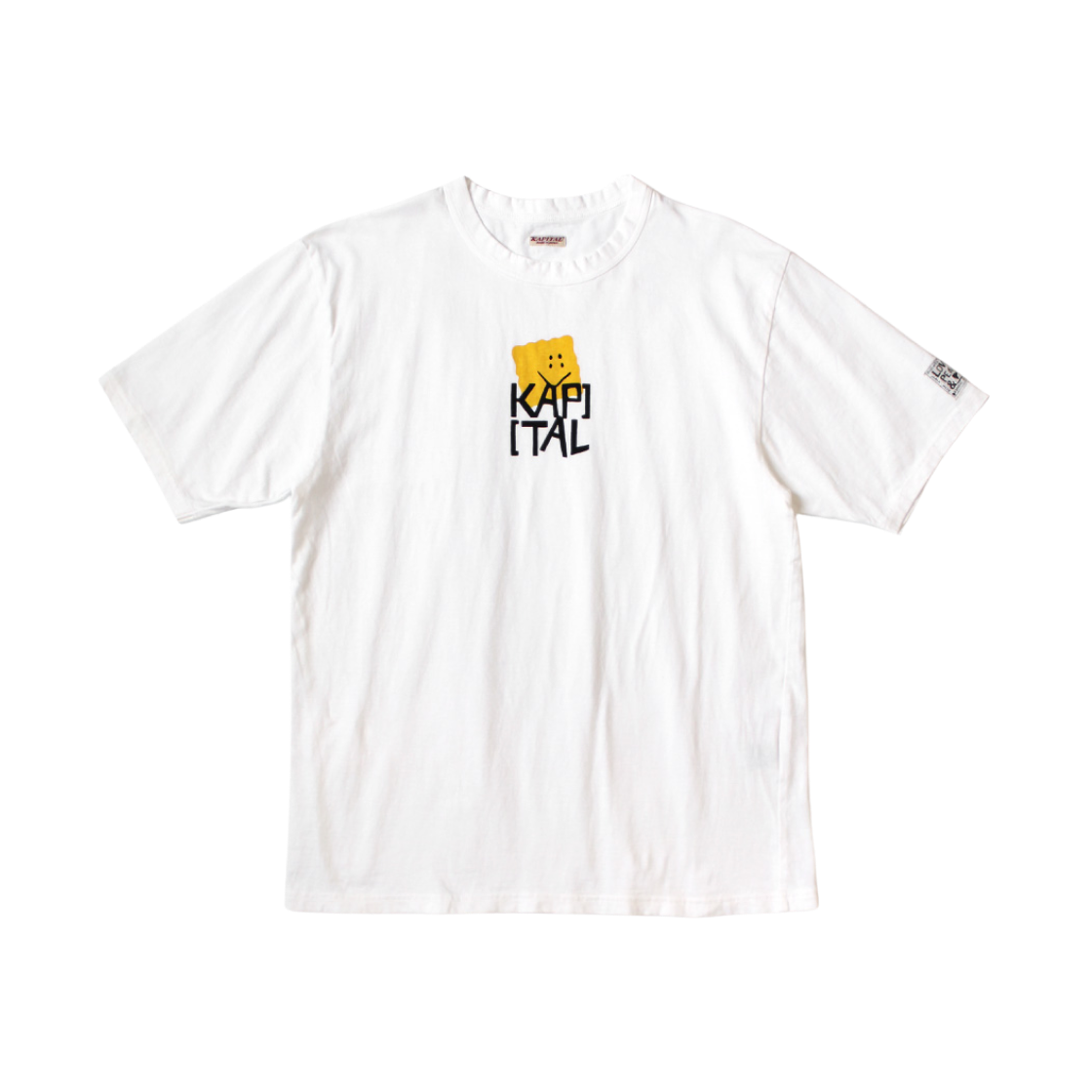 캐피탈 20 텐지쿠 루키 크루 티셔츠 패키쉬 캡 Pt 옐로우(Kapital 20 Tenjiku Rookie Crew T-Shirt Peckish Kap Pt Yellow)