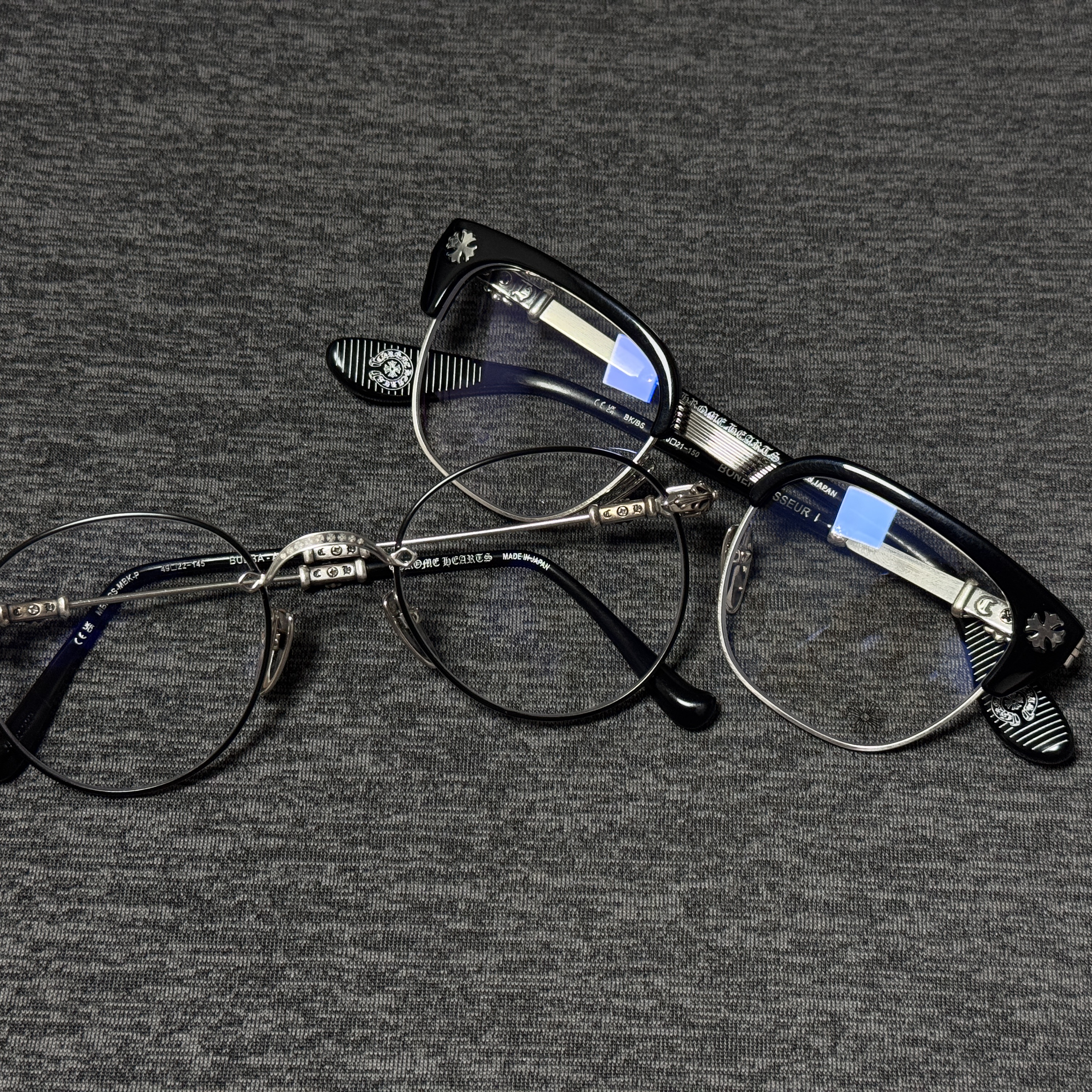 Chrome Hearts Bubba-A Matte Black Shiny Silver Matte Black Plastic, Chrome Hearts Bonennoisseur I Black Brushed Silver 착용 스타일