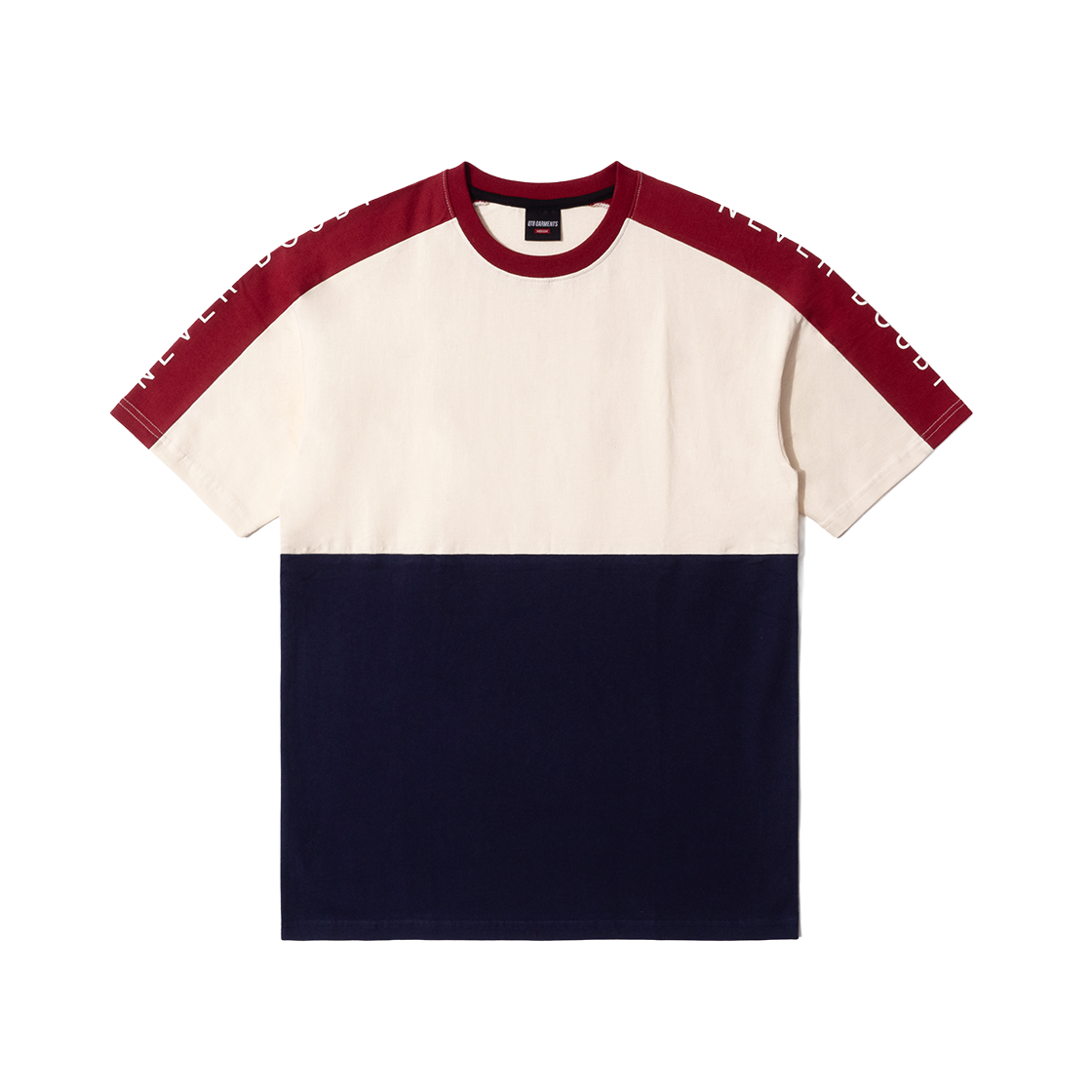 큐티에잇 가먼츠 트리컬러 티 버건디(QT8 GARMENTS Tricolor Tee Burgundy)