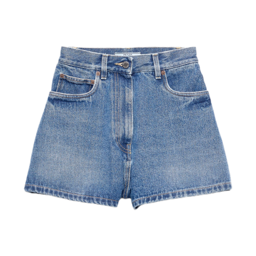GFP495-16PK-F0V3N (W) Prada Denim Shorts Light Blue