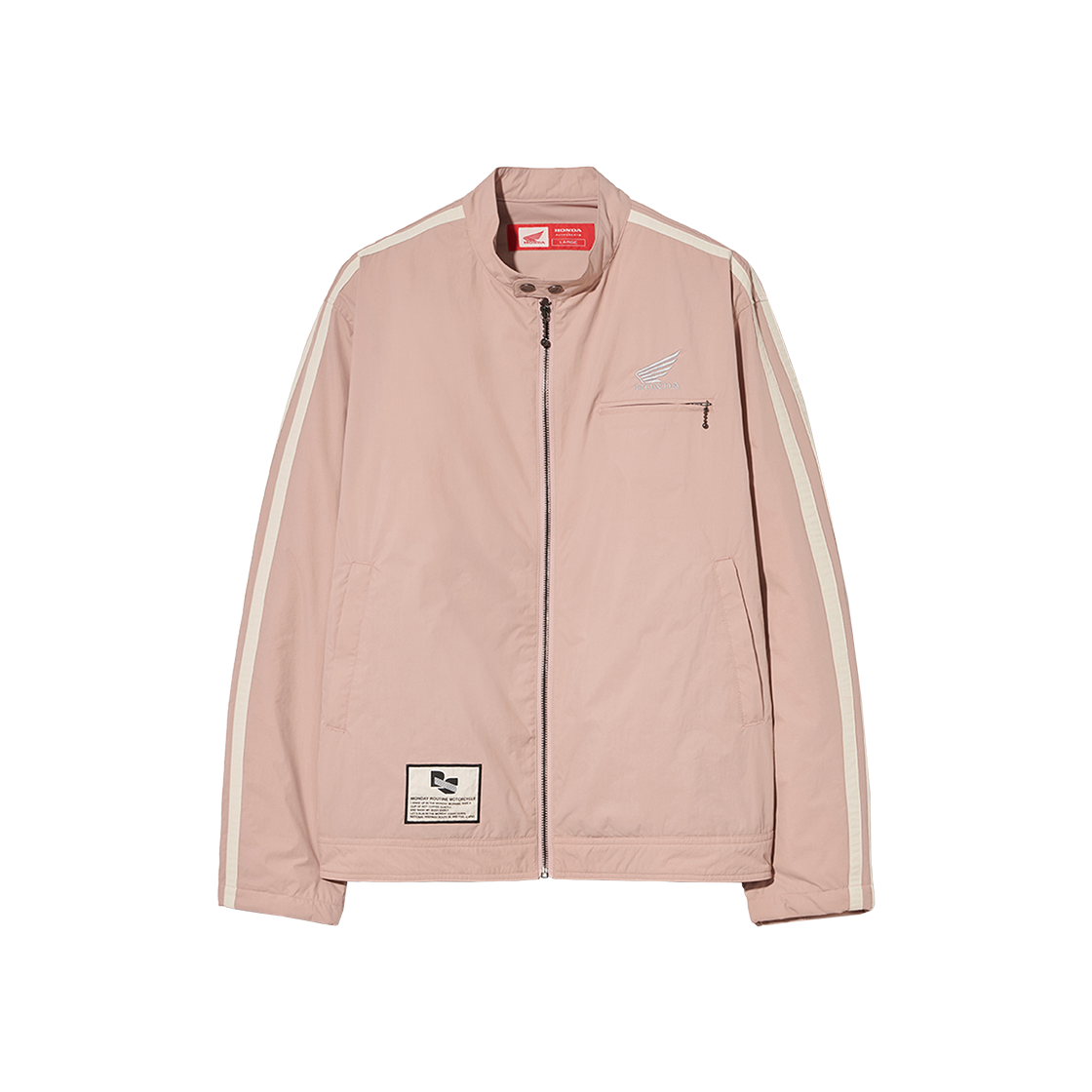 혼다 나일론 세미 크롭 트랙 자켓 핑크