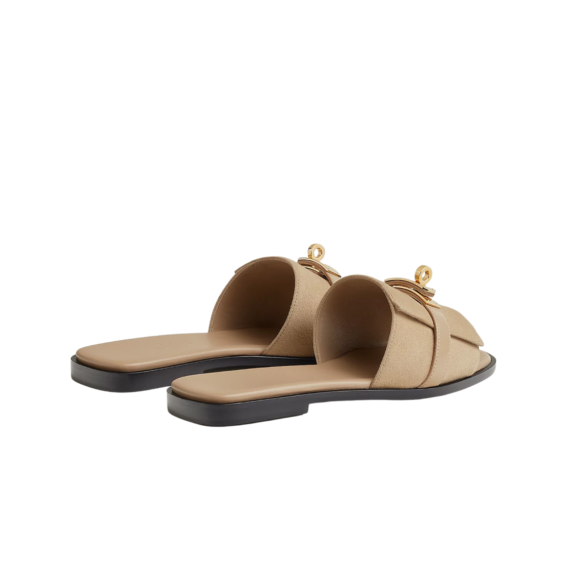 (W) 에르메스 줄리아 샌들 스웨이드 고트스킨 & 페르마브라스 하드웨어 베쥬 렝((W) Hermes Giulia Sandal Suede Goatskin & Permabrass Beige Lin) - 3