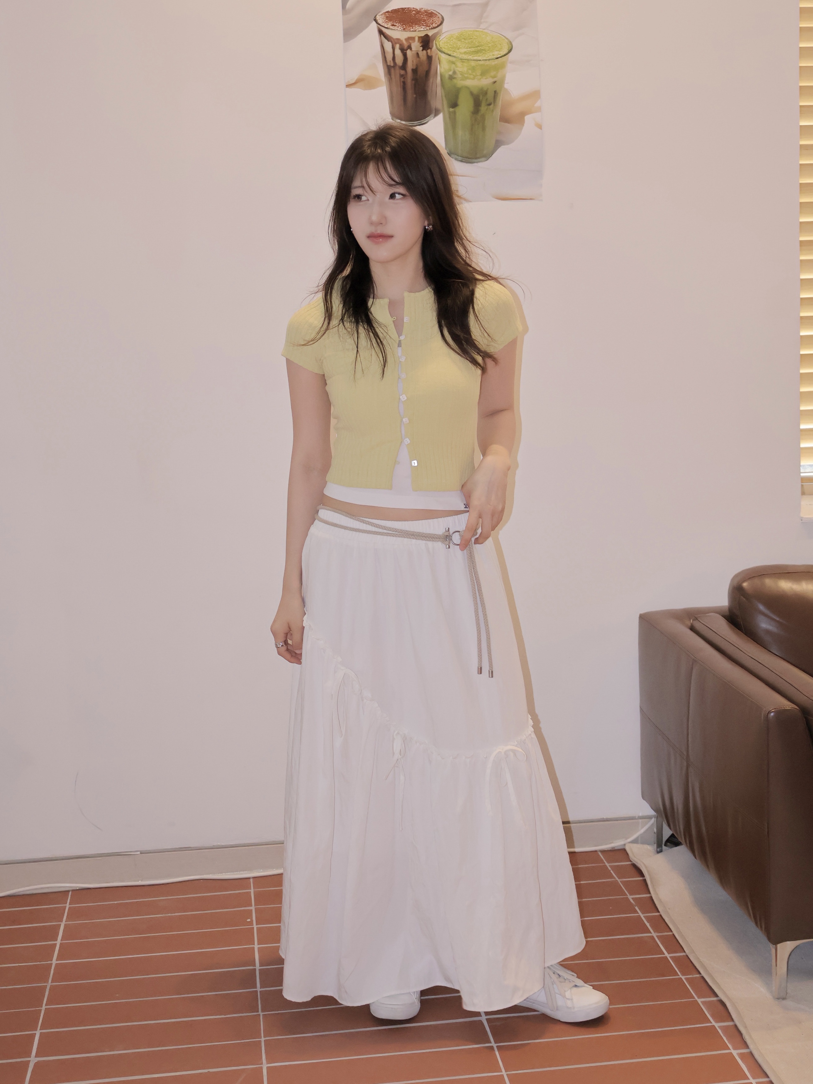 [30%적립] Polo Ralph Lauren Heritage Court II Leather Sneakers White Black, LAZYZ Sweet Summer Cotton Long Skirt White 착용 스타일 - 4