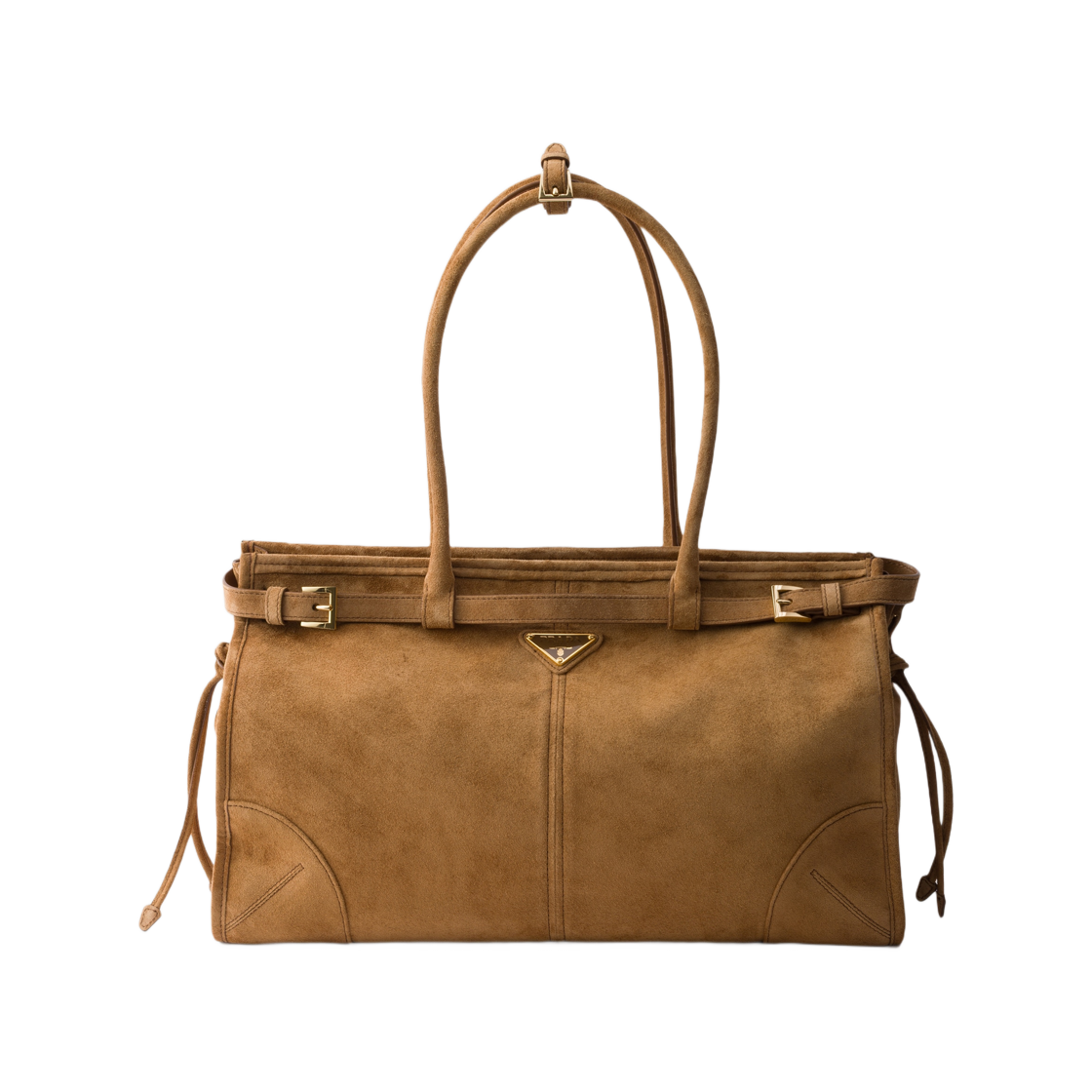 1BA433-2C4S-F0401 Prada Bonnie Large Suede Handbag Cinnamon