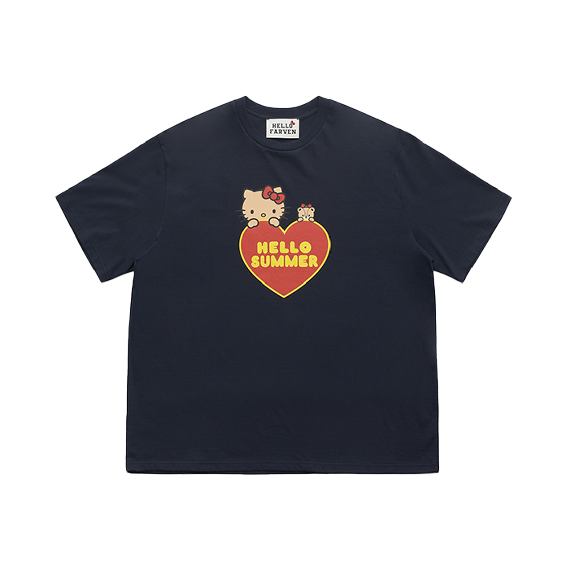 파르벵 x 태닝 헬로 키티 헬로 썸머 티셔츠 네이비(Farven x Tanning Hello Kitty Hello Summer T-Shirt_Navy)