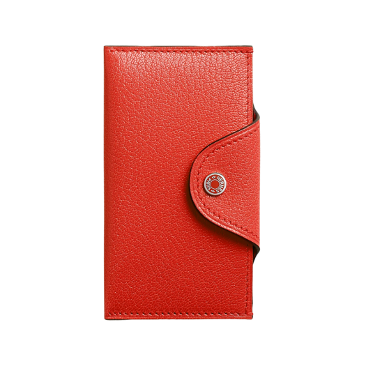 Hermes Iliade Card Holder Evercolor & Palladium Rouge De Coeur