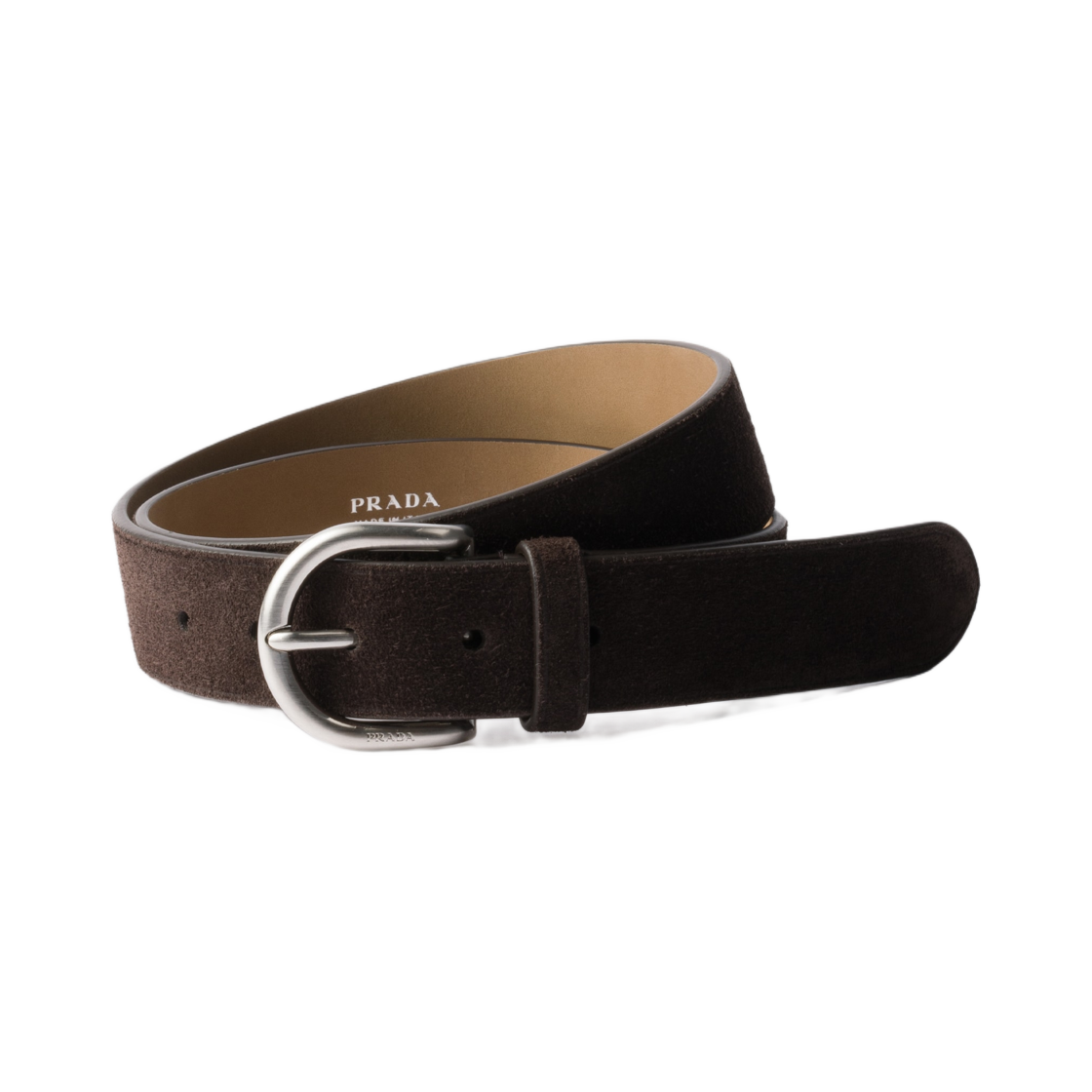 2CS129-054-F0003 Prada Suede Belt Dark Brown