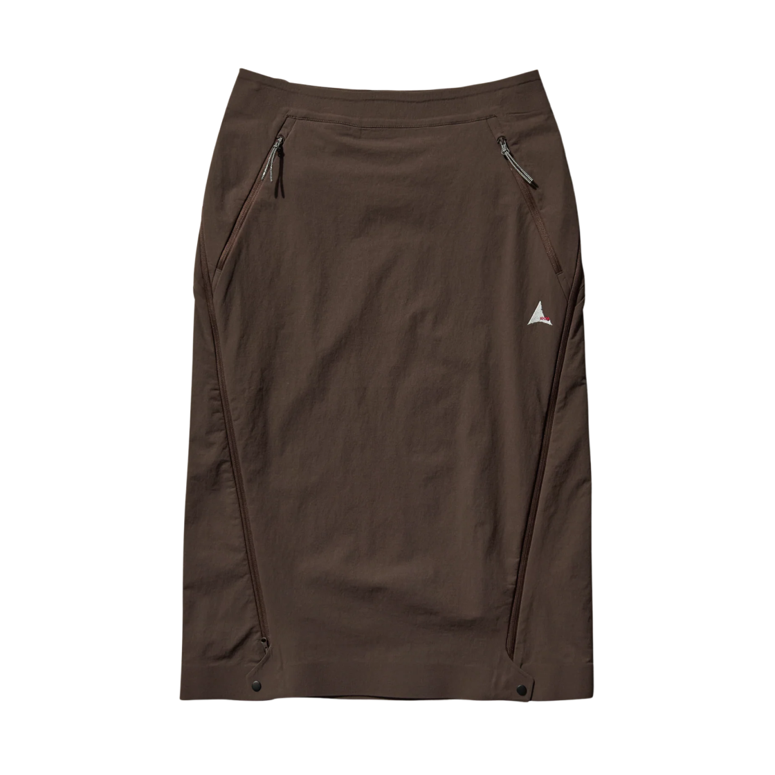 (W) 로아 Y 집 스커트 다크 브라운((W) ROA Y Zip Skirt Dark Brown)