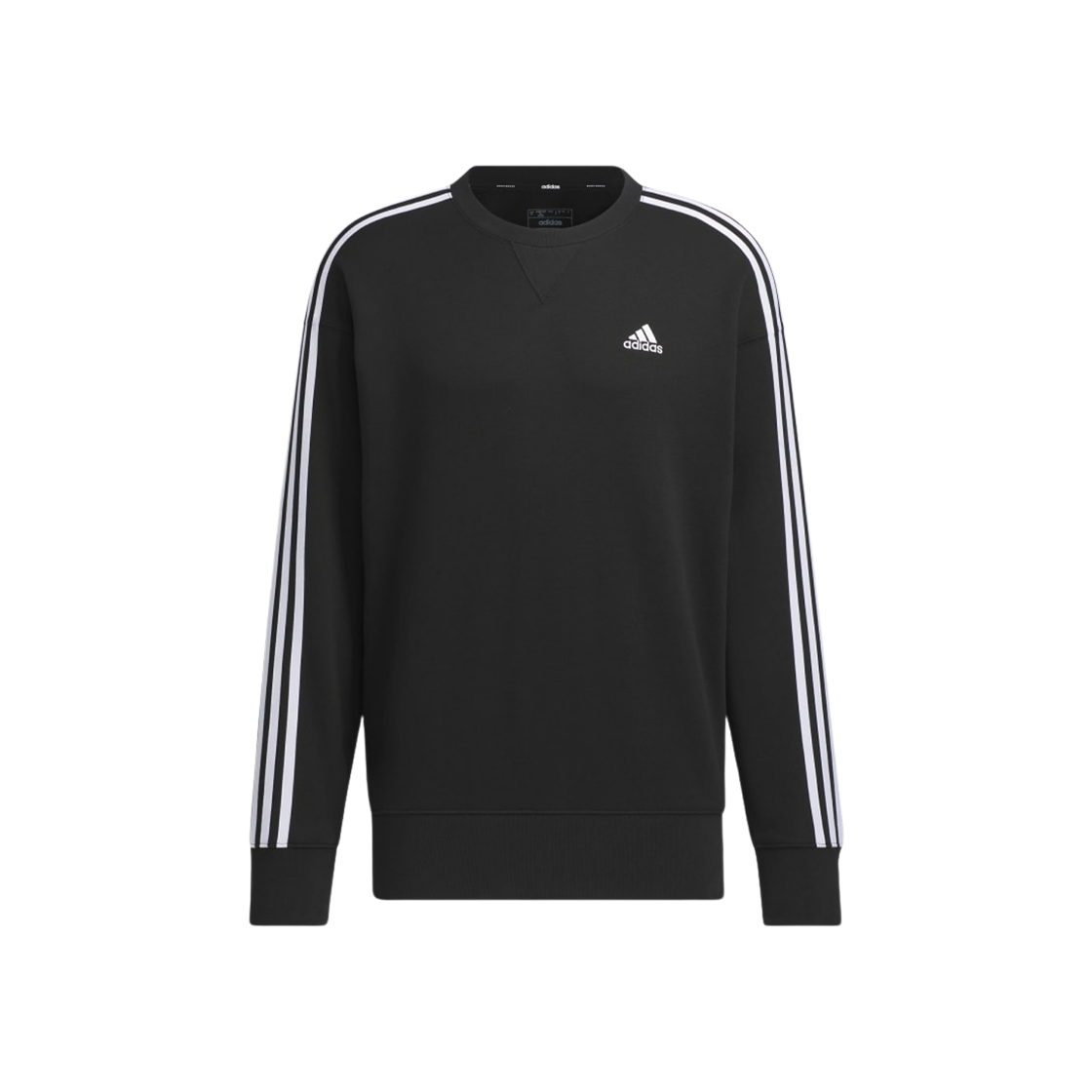 JF3930 Adidas Essential+ Loose Fit 3S French Terry Sweatshirt Black - KR Sizing