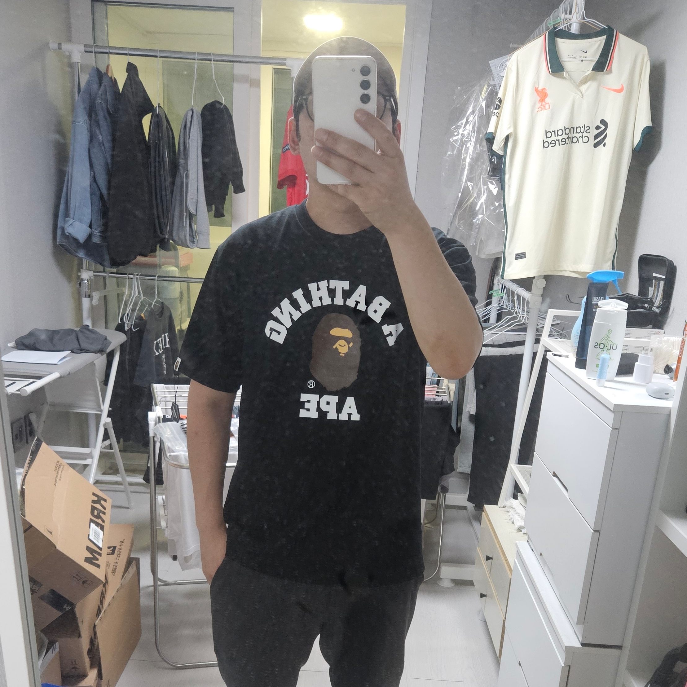BAPE College T-Shirt Black 착용 스타일