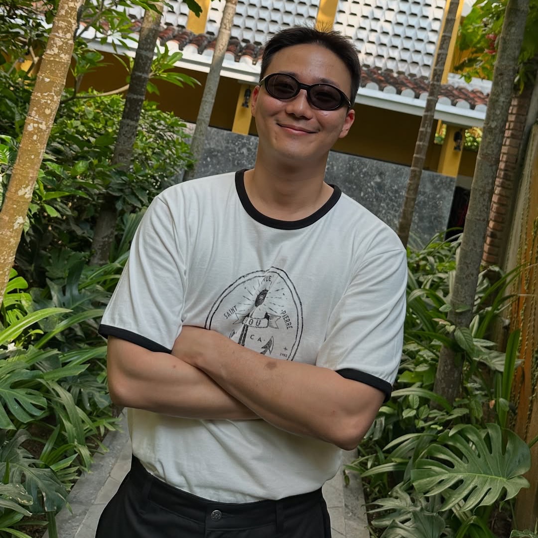 AMOU Anchor Ringer T-Shirts White 착용 스타일