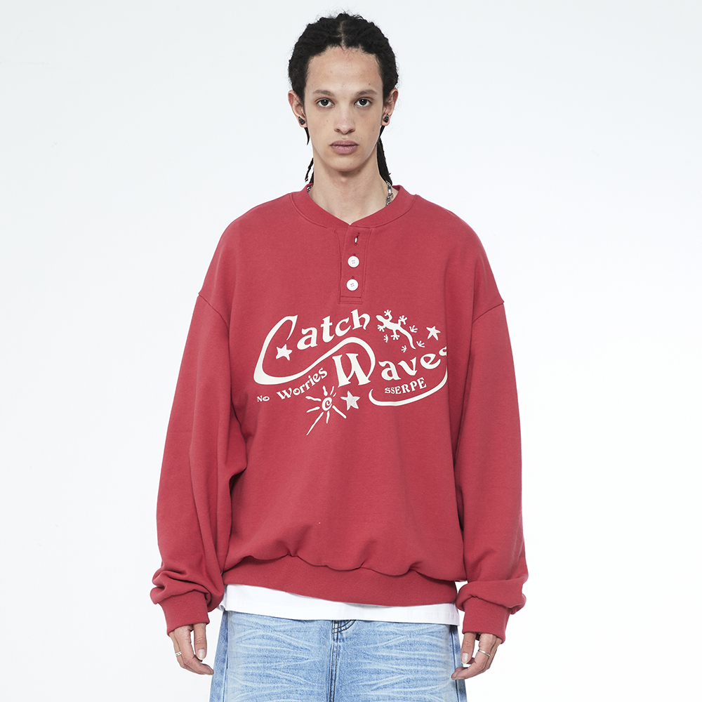 쎄르페 캐치 웨이브 헨리넥 스웨트셔츠 핑크(SSERPE Catch Waves Henly Neck Sweatshirts Pink) - 5