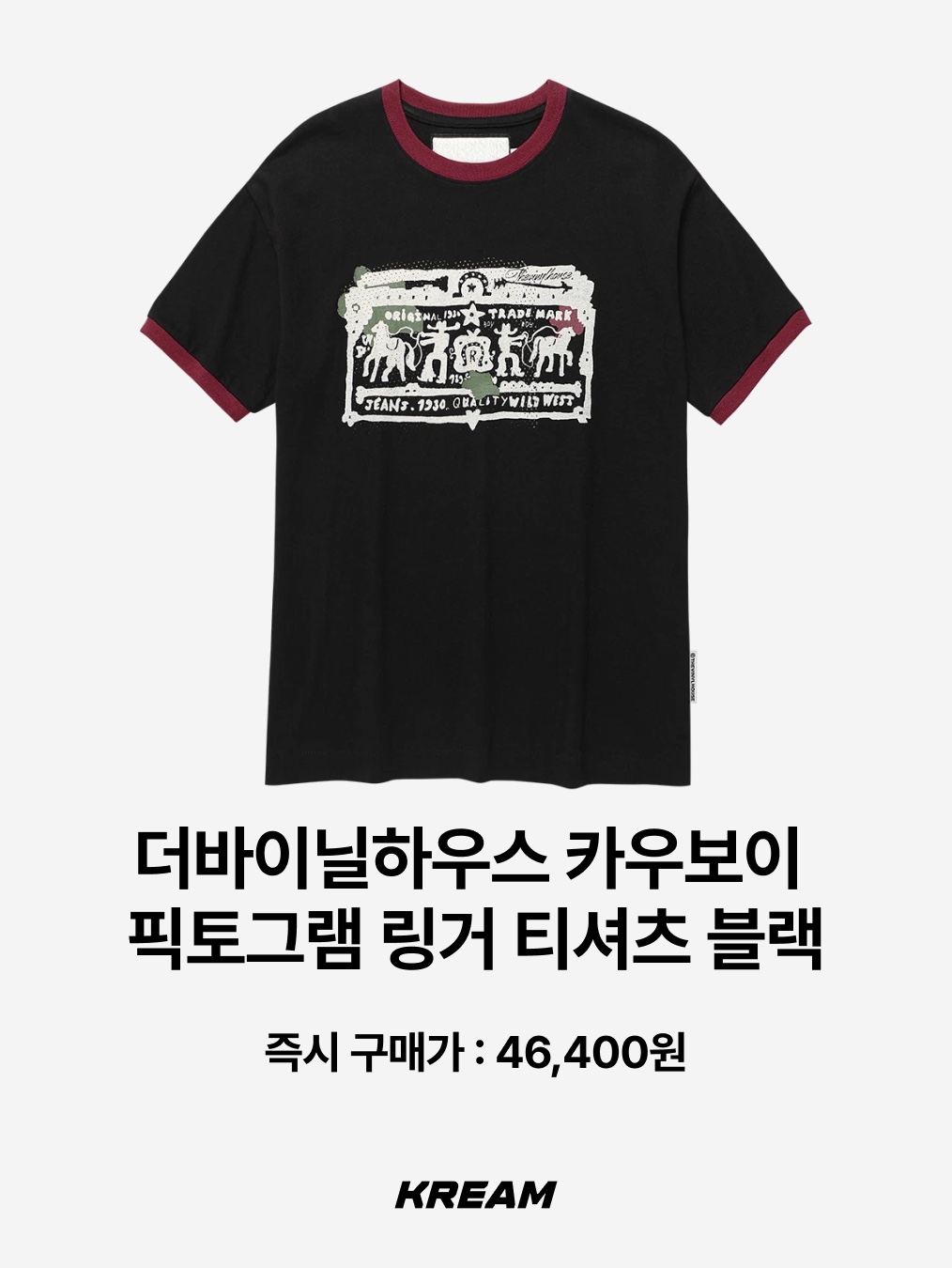 Levi's x Oasis Deca Logo T-Shirt Black, [KREAM 단독] Thevinylhouse Cowboy Pictogram Ringer Tee Black 착용 스타일 - 3