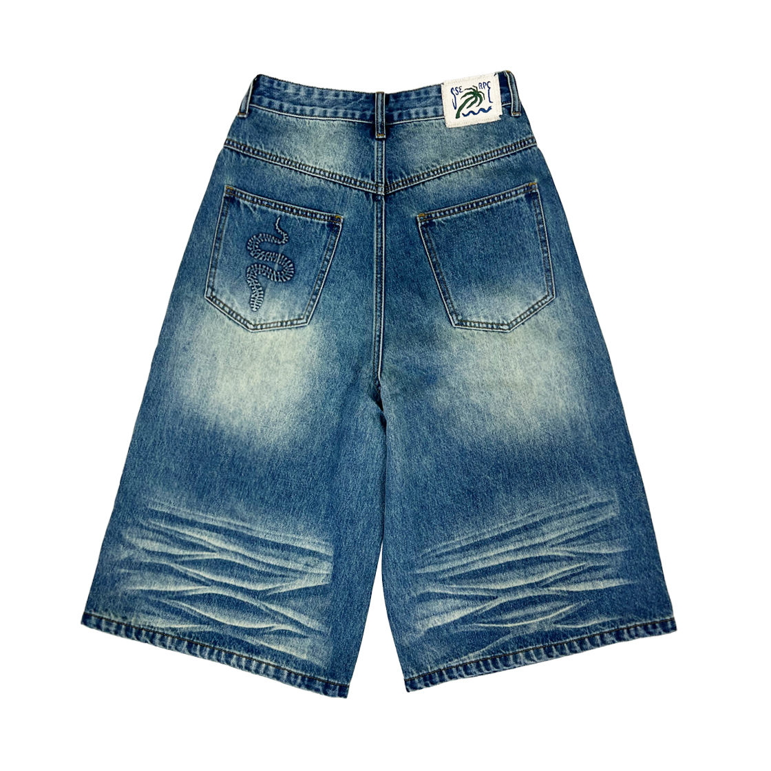 쎄르페 스네이크 버뮤다 데님팬츠 빈티지 블루(SSERPE Snake Bermuda Denim Pants Vintage Blue) - 2