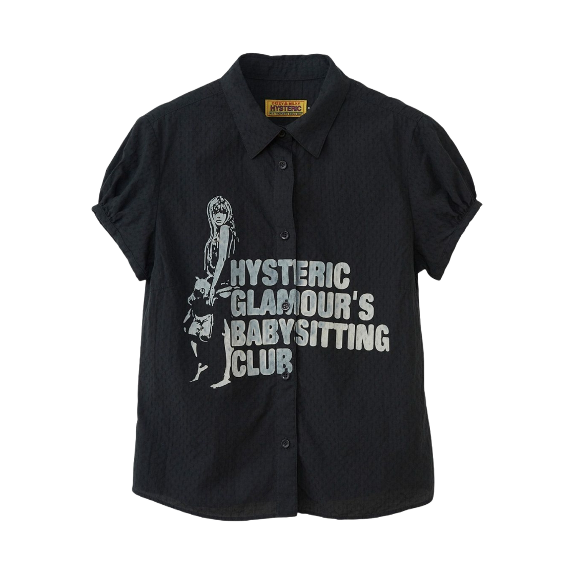 (W) 히스테릭 글래머 베이비시팅 클럽 컴팩트 셔츠 블랙((W) Hysteric Glamour Babysitting Club Compact Shirt Black) - 1