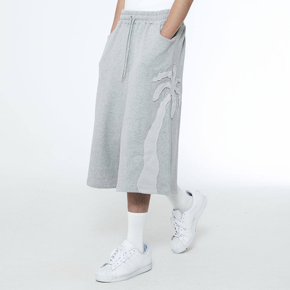 쎄르페 팜트리 아플리케 버뮤다 스웻팬츠 멜란지 그레이(SSERPE Palm Tree Applique Bermuda Sweat Pants Melange Grey) - 4