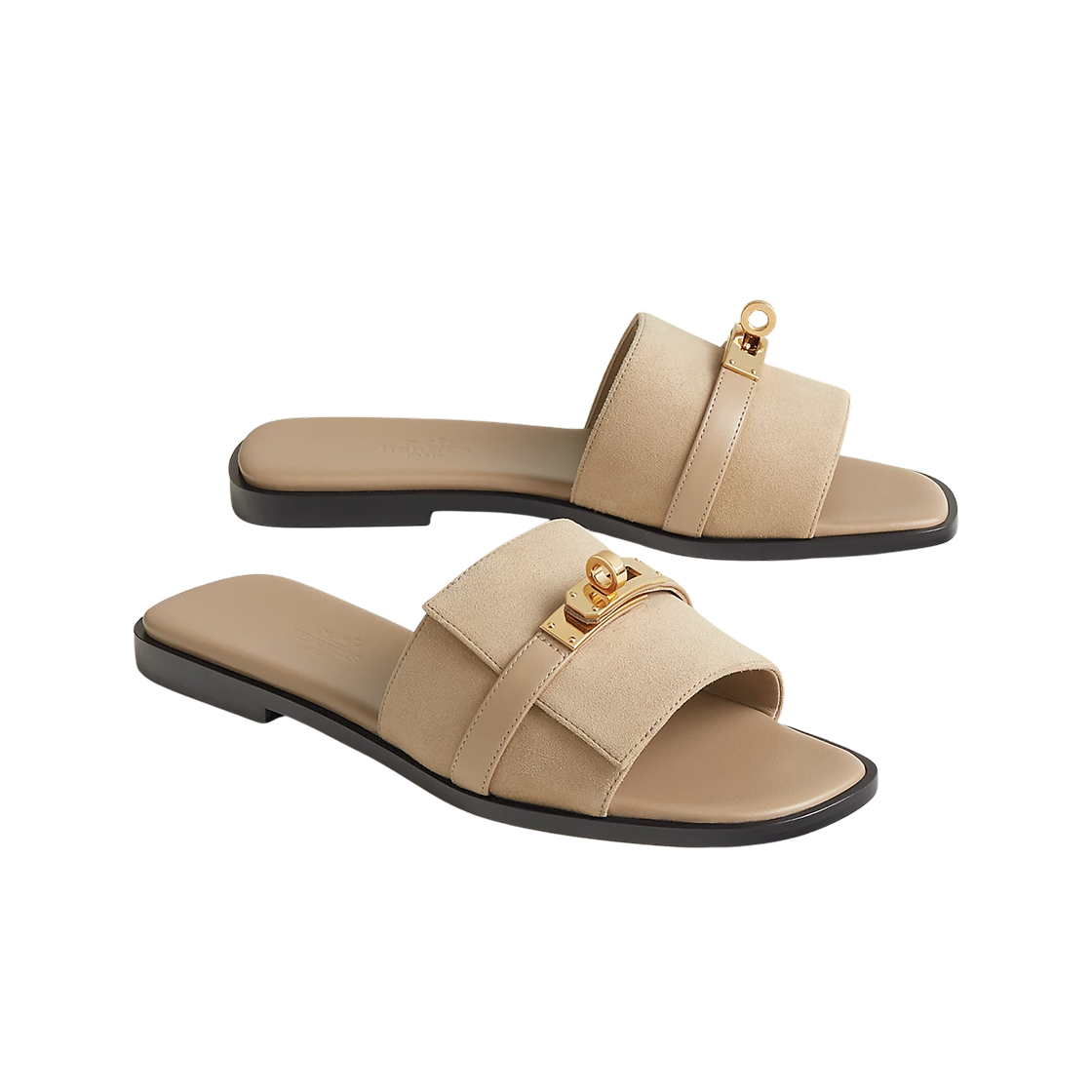 (W) 에르메스 줄리아 샌들 스웨이드 고트스킨 & 페르마브라스 하드웨어 베쥬 렝((W) Hermes Giulia Sandal Suede Goatskin & Permabrass Beige Lin) - 2