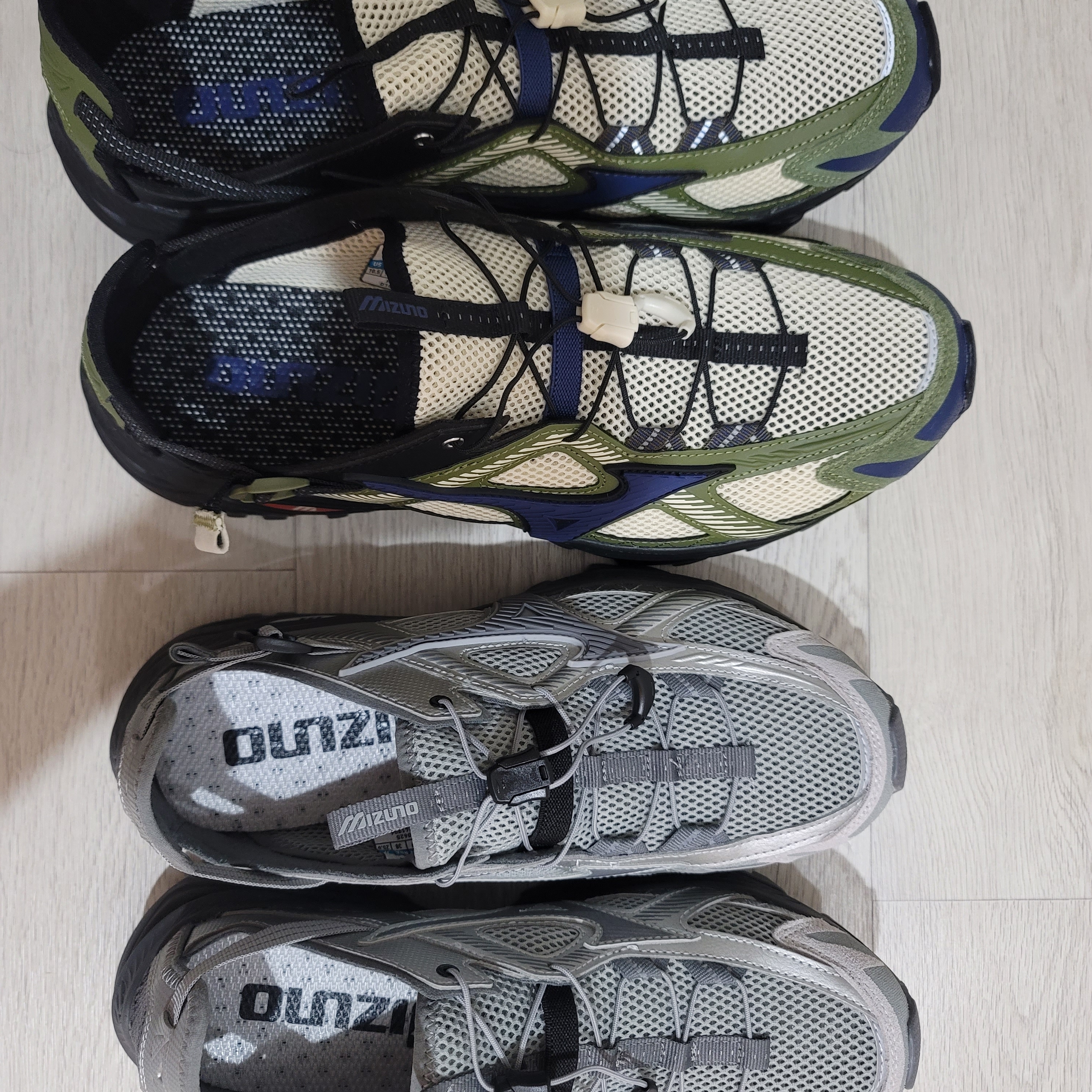 Mizuno Racer Trail SE Khaki, Mizuno Racer Trail SE Silver Grey 착용 스타일