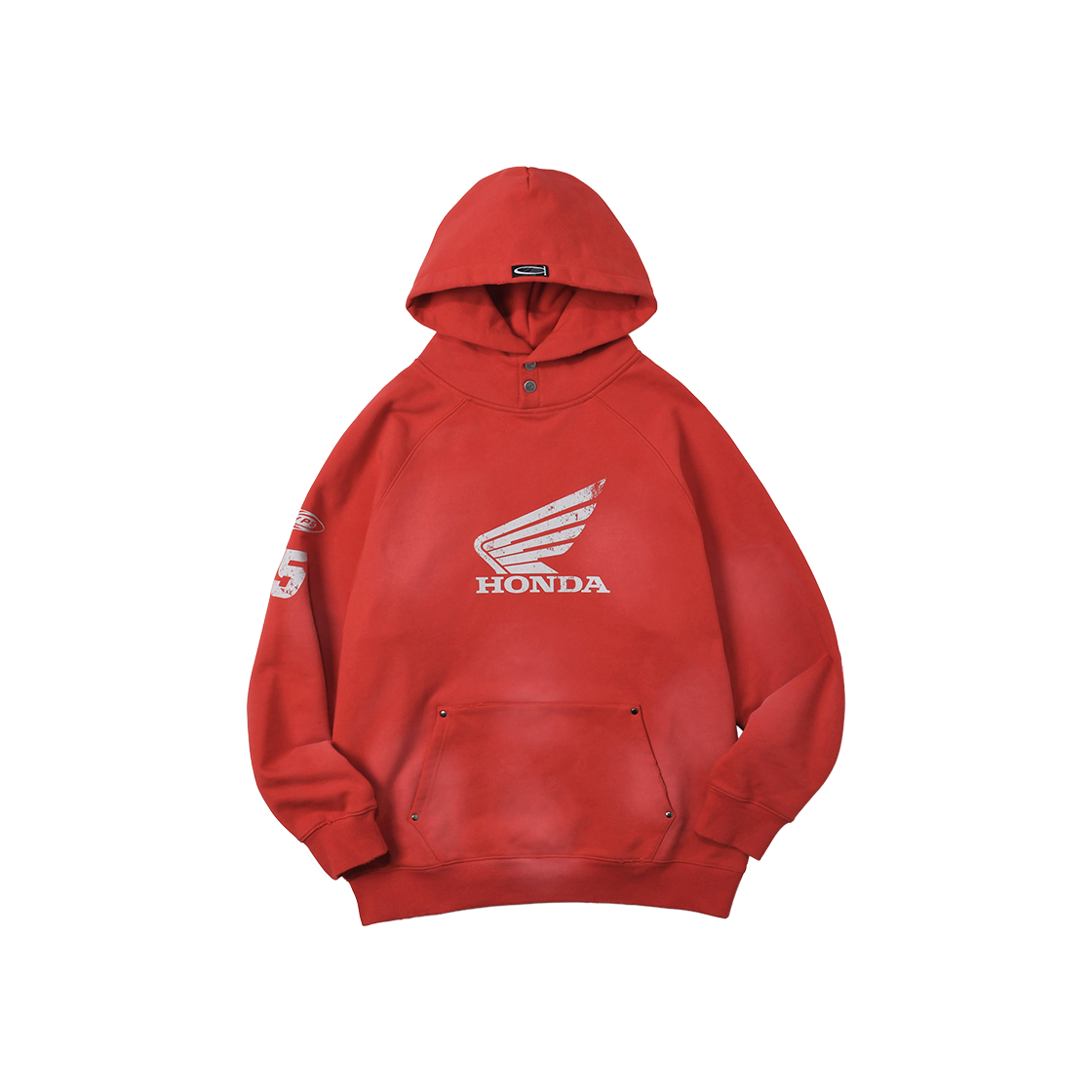 혼다 데미지 워싱 후디 레드