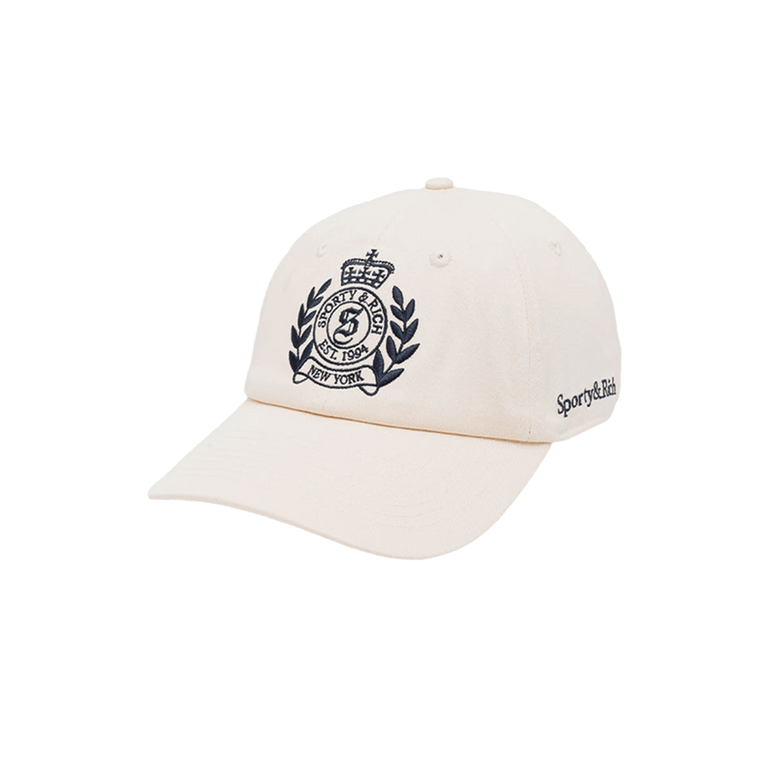 AC040606241CR Sporty & Rich H&W Crest Hat Cream