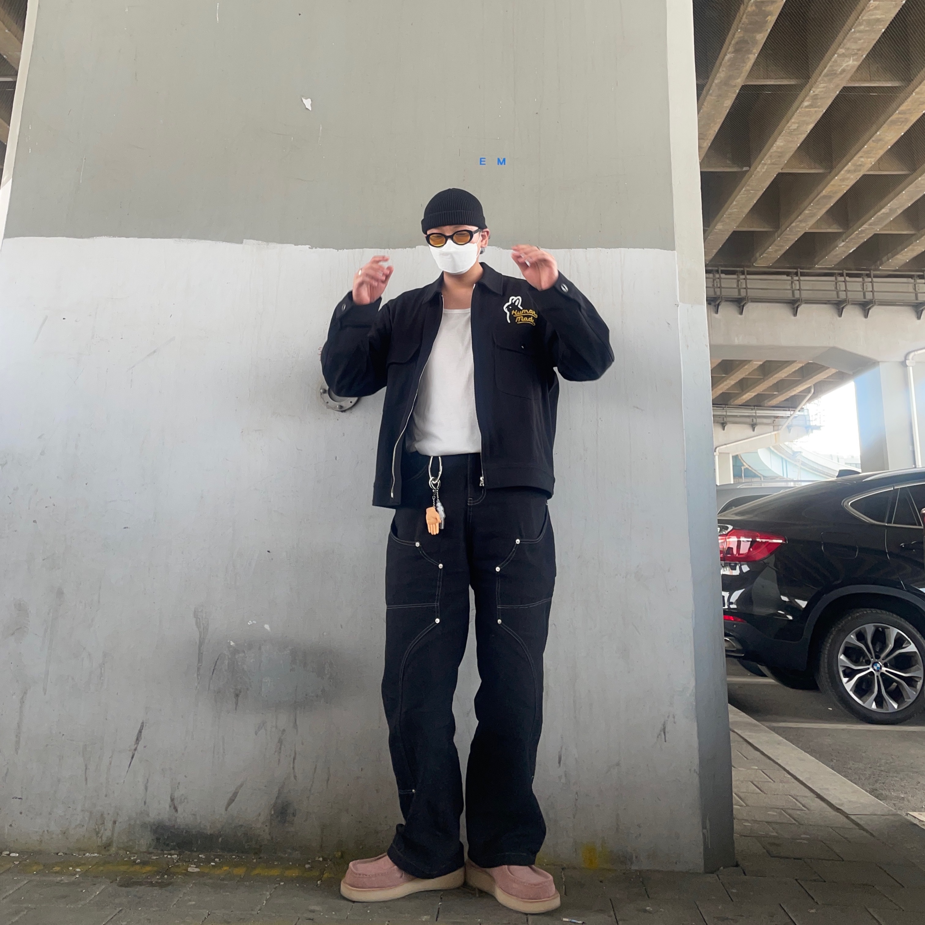 Human Made Zip-Up Work Jacket Navy 착용 스타일