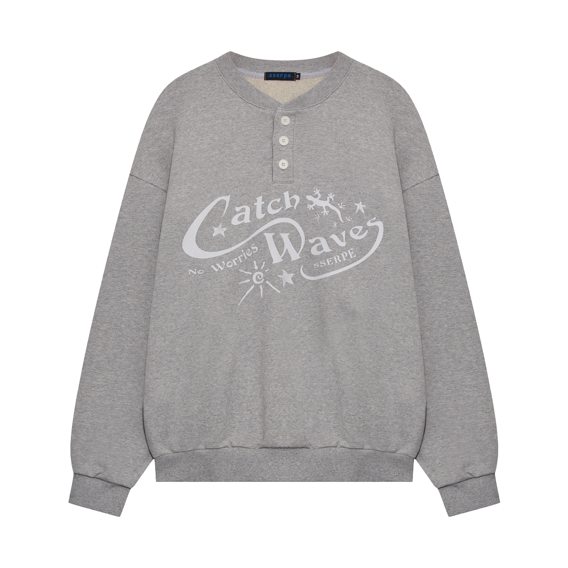 SSERPE25SST01-1 SSERPE Catch Waves Henly Neck Sweatshirts Melange Grey