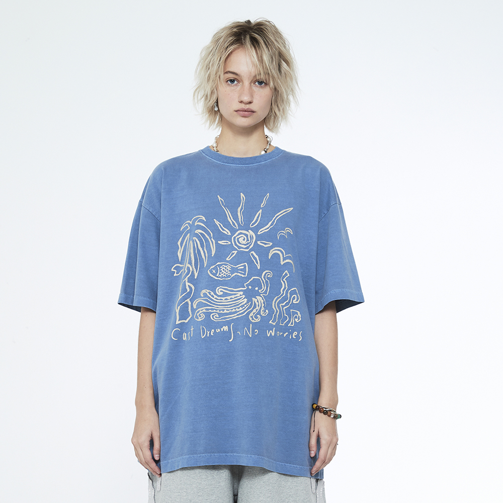 쎄르페 캐스트드림 노워리스 피그먼트 반팔티 라이트블루(SSERPE Cast Dreams No Worries Pigment Half Sleeve T Light Blue) - 5
