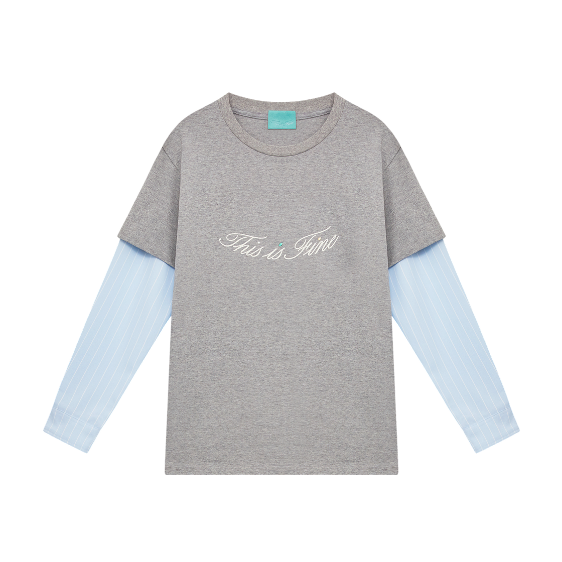 TIF01LS01PNK THIS IS FINE Relaxed Double Layer Tee Blue