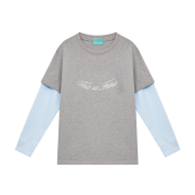THIS IS FINE Relaxed Double Layer Tee Blue